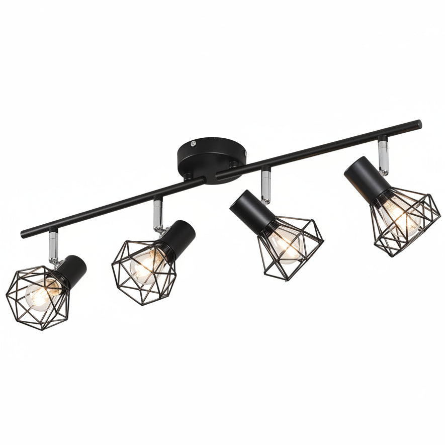 HAZARA 4-Light Adjustable Ceiling Lamp Black Metal Wire Cage Pendant Light